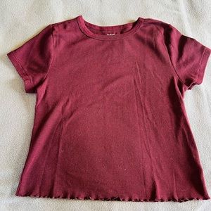 Old Navy, Burgundy, waffle-print, short sleeve shirt.  Size L